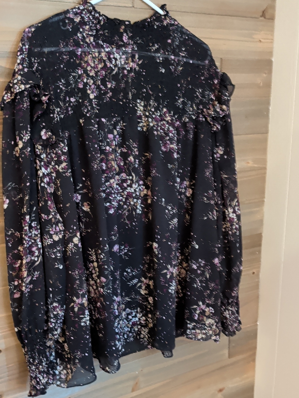 Terra & Sky Black Floral Mini Skirt with Smocked Waist  4X